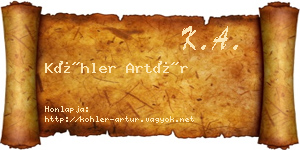 Köhler Artúr névjegykártya